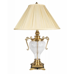 Antiqued Brass Crystal Lamp