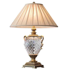 Antiqued Brass Crystal Lamp