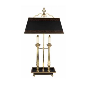 Two Light Antiqued Brass Desk Lamp