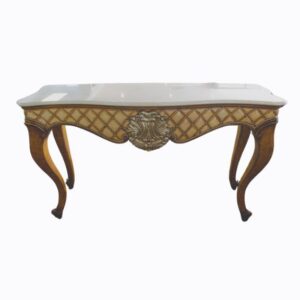 FERLY CONSOLE TABLE CREAM FINISH WHITE LEATHER